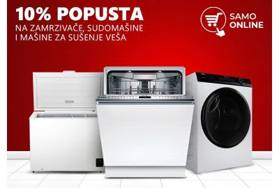 10% popusta na zamrzivače, sudomašine i mašine za sušenje veša – samo online