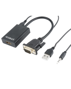 GEMBIRD adapter-konverter  VGA + 3.5mm na HDMI sa napajanjem (m-m/ž) 0.15m (Crni) - A-VGA-HDMI-01So cheap