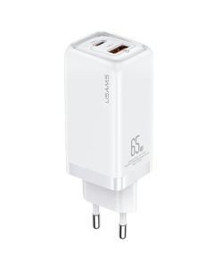 USAMS CC153TC02 USB-A + USB-C 65W (Beli) AdapterSo cheap