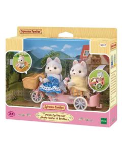 SYLVANIAN EC5637 Tandem cycling husky sister & brother setSo cheap