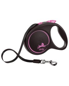 FLEXI Black Design M Tape Roze Povodac za pse 5 mSo cheap