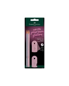 FABER CASTELL Sparkle Polyblister 2 Grafitne olovke + rezač + gumica 218480 Rose Shadow SetSo cheap