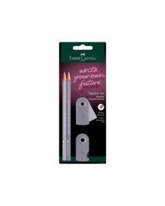 FABEL CASTELL Sparkle Polyblister 2 Grafitne olovke + rezač + gumica Dapple gray 218482 SetSo cheap