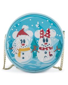 LOUNGEFLY Disney Snowman Mickey Minnie Snow Globe Crossbody BagSo cheap