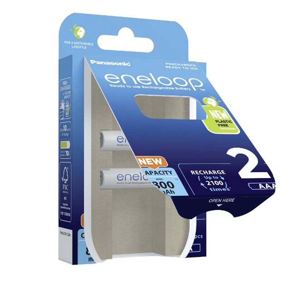 Panasonic BK-4LCCE/2BE Eneloop Lite 550mAh Lot De 2 Piles Ni-MH AAA/Micro/LR03 Prêtes à Utiliser