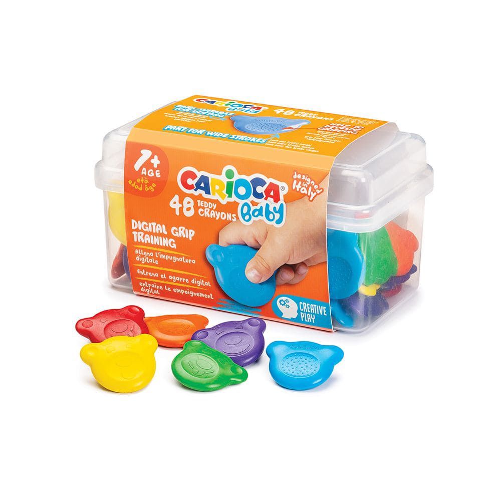 Pennarelli Super Lavabili Carioca Baby Teddy | 6 Colori | Punta Arrotondata Sicura | Per Bambini 1+ Anno